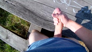 Caught Cumming by a Jogger in Risky Public Outdoors