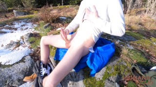 Risky Public Outdoor Cumshot: Twink Exhibitionist Exposed
